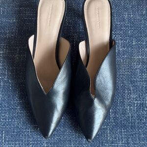 Black Leather Women's Mules by Something Navy.
